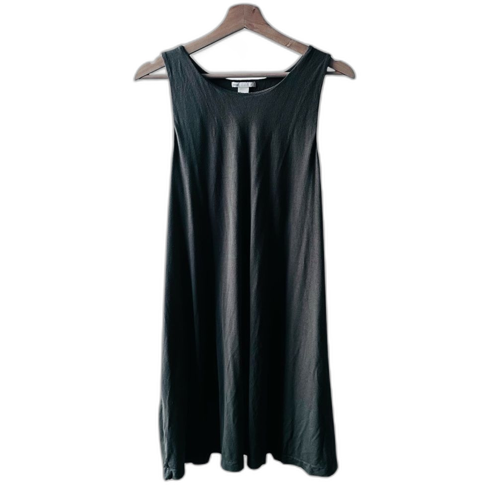H&M Olive Green Bag Dress Large Sleeveless Minimalist Boho Oversized Midi Earthy